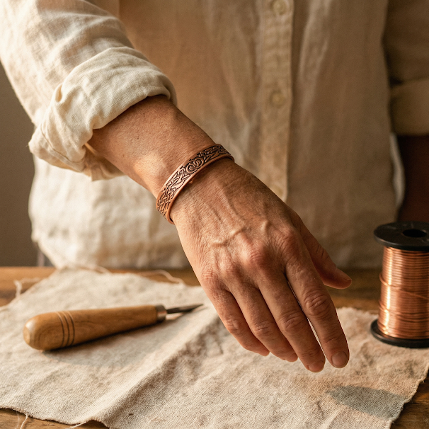 MOSS | Botanical Engraved Copper Bracelet
