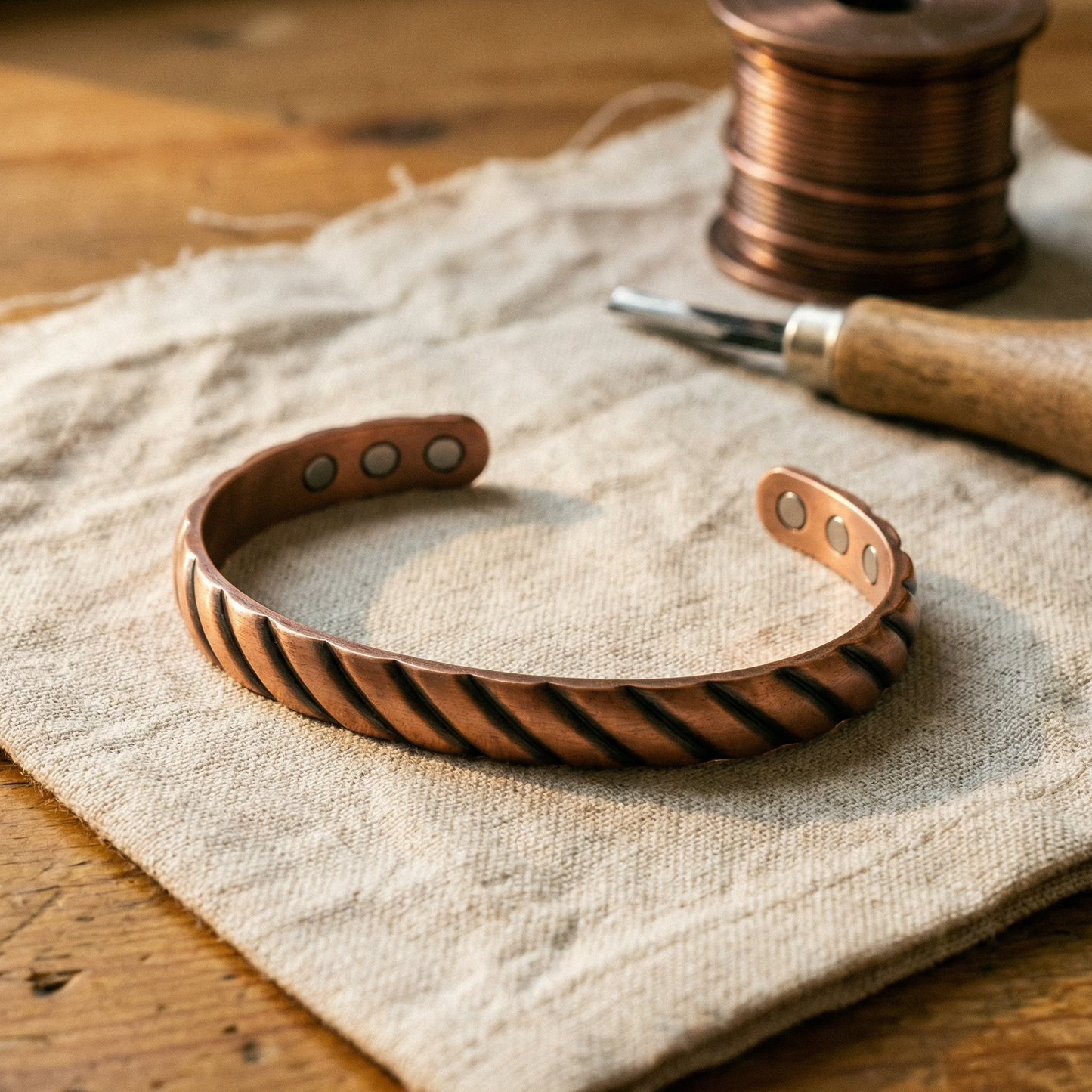 THORN | Ridged Magnetic Copper Bracelet