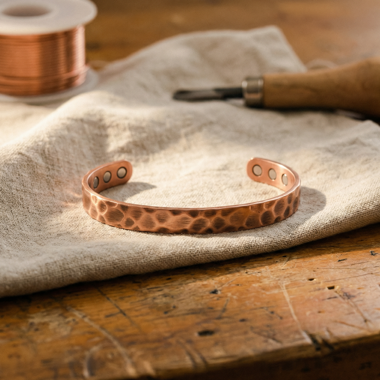 FURROW | Divot-Textured Copper Cuff