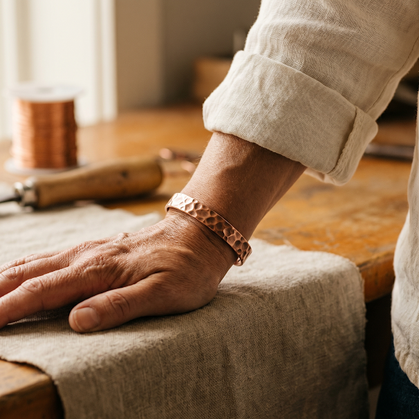 FURROW | Divot-Textured Copper Cuff