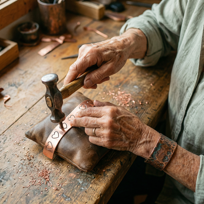 HEARTH | Stamped Heart Copper Bracelet