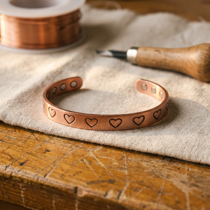 HEARTH | Stamped Heart Copper Bracelet