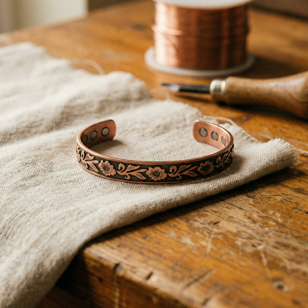 VINE | Engraved Floral Copper Bracelet