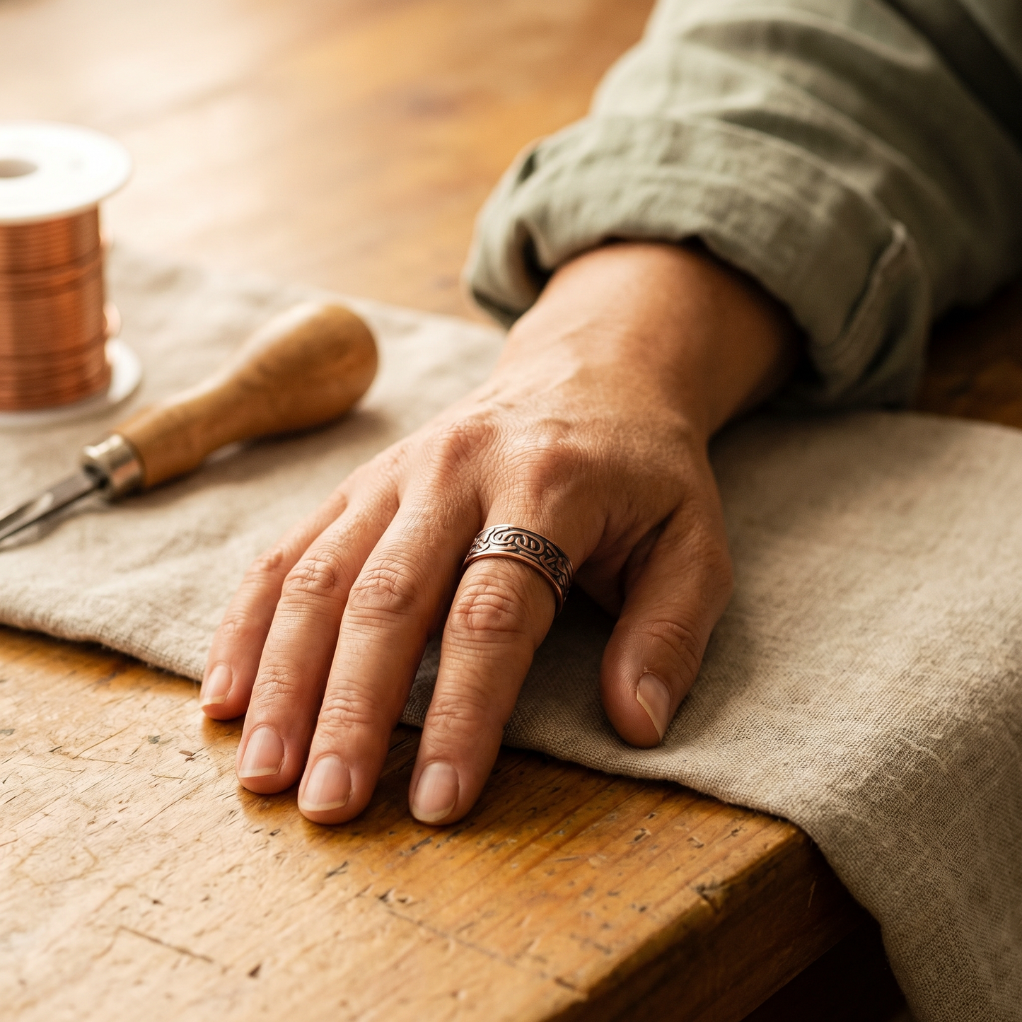 BURR | Engraved Scrollwork Copper Ring
