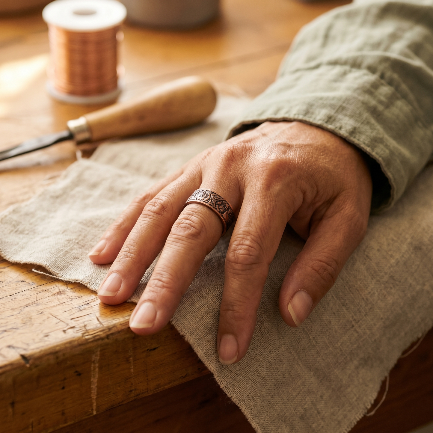 BOLE | Jade Inlay Copper Ring