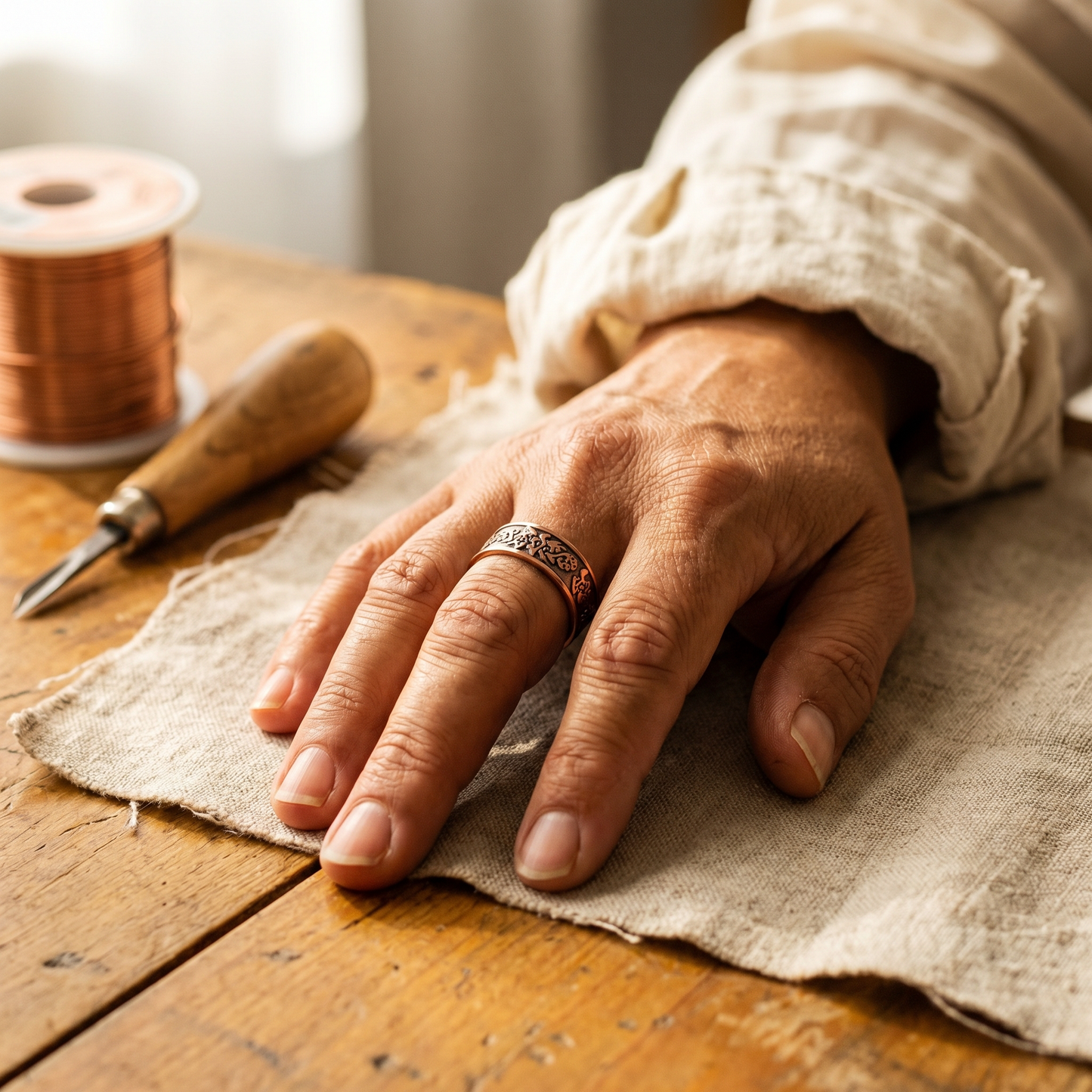 CLAG | Floral Engraved Copper Ring