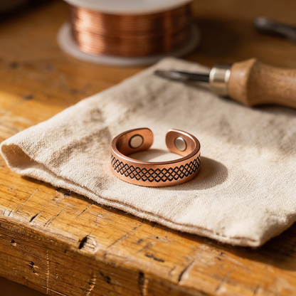 GRID | Engraved Lattice Copper Ring