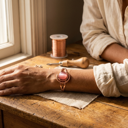 SPHERE | Pink Stone Copper Bracelet