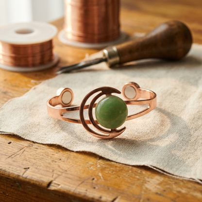 SPHERE | Green Stone Orbital Copper Bracelet