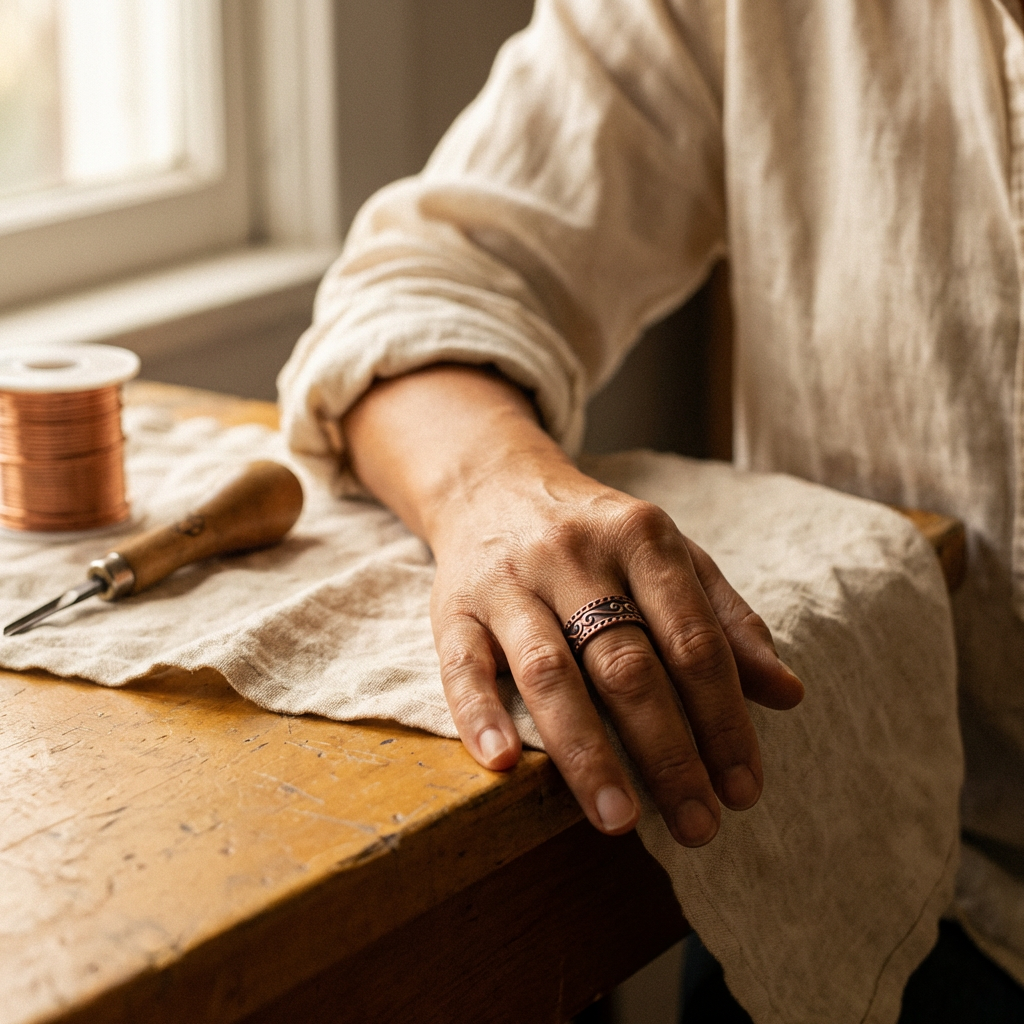 FERN | Engraved Vine Copper Ring