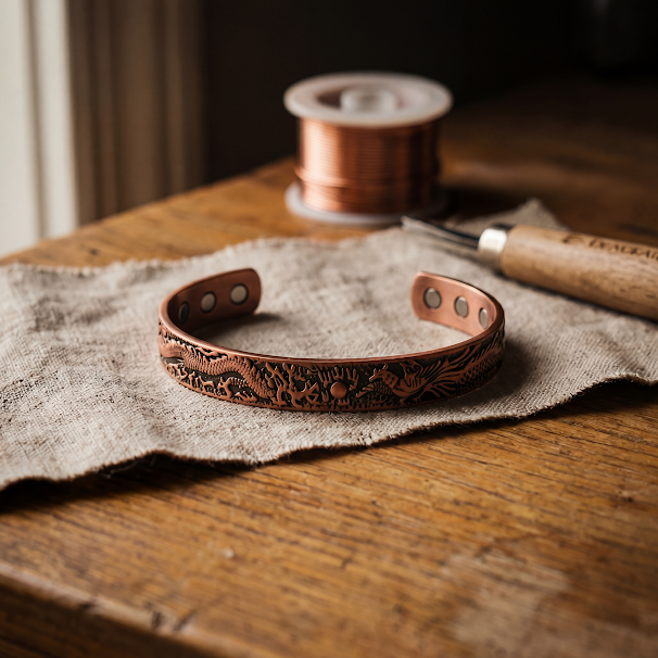 LOAM | Dragon Embossed Copper Bracelet