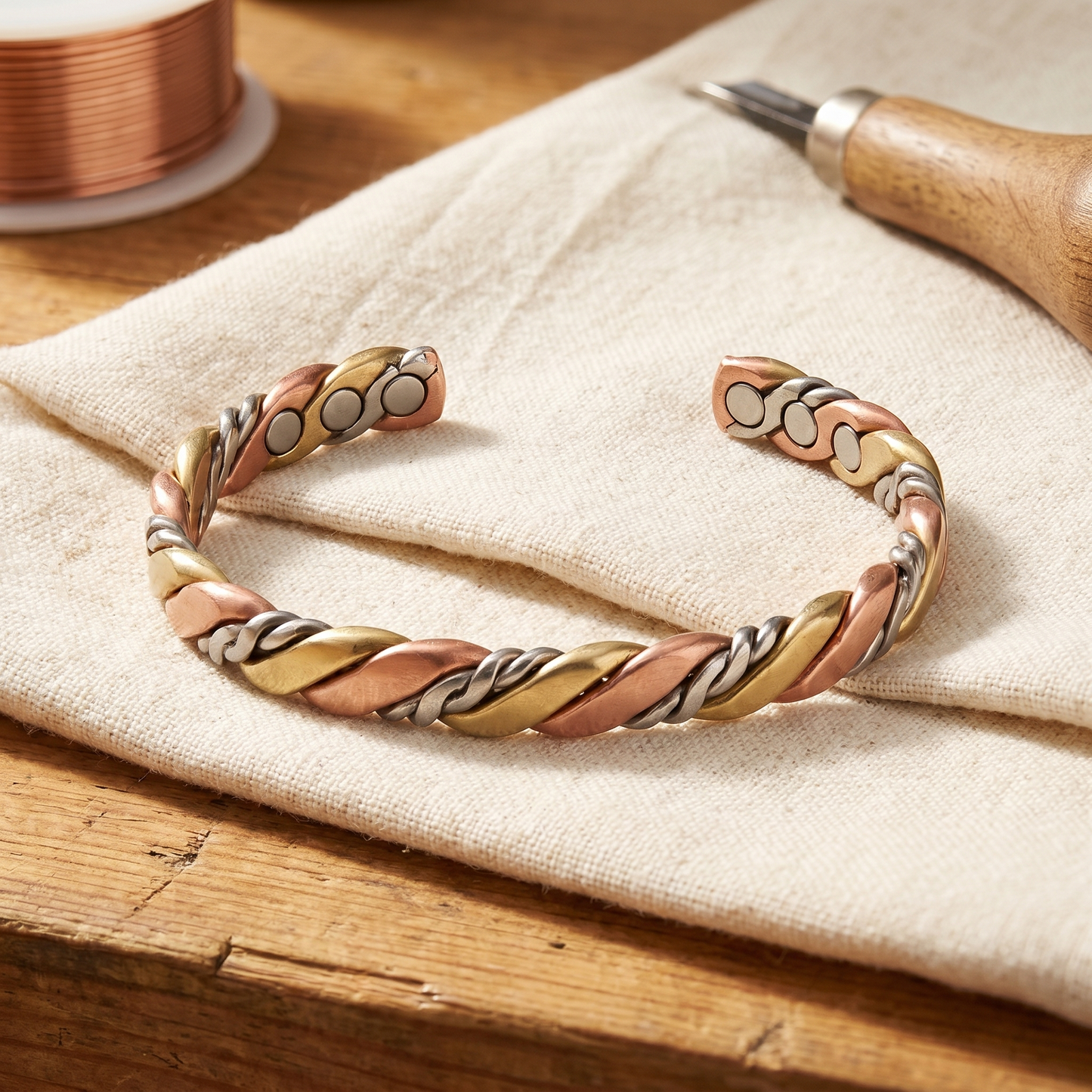 STONE | Tri-Tone Twisted Copper Bracelet