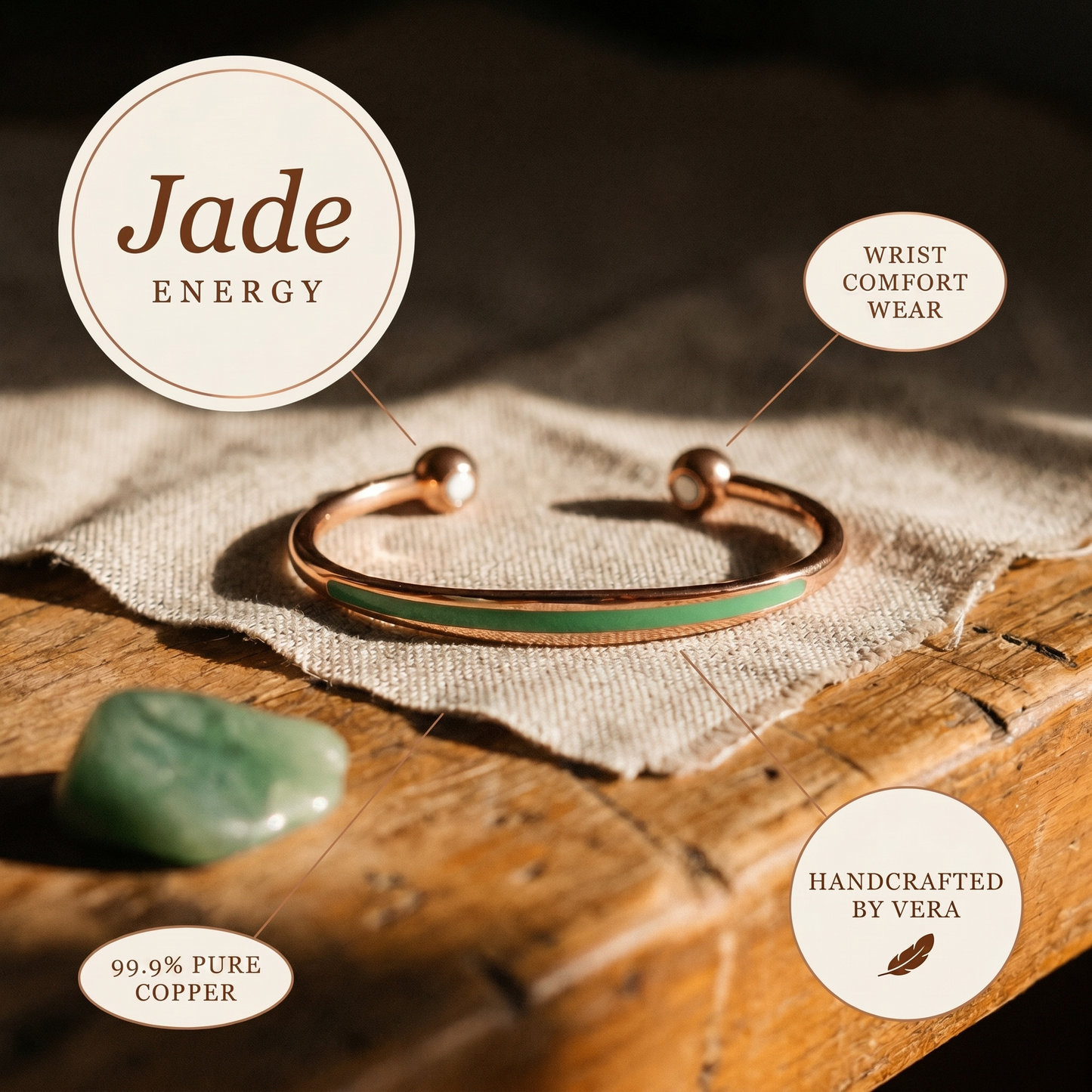 JADE | Stone Inlay Copper Bracelet