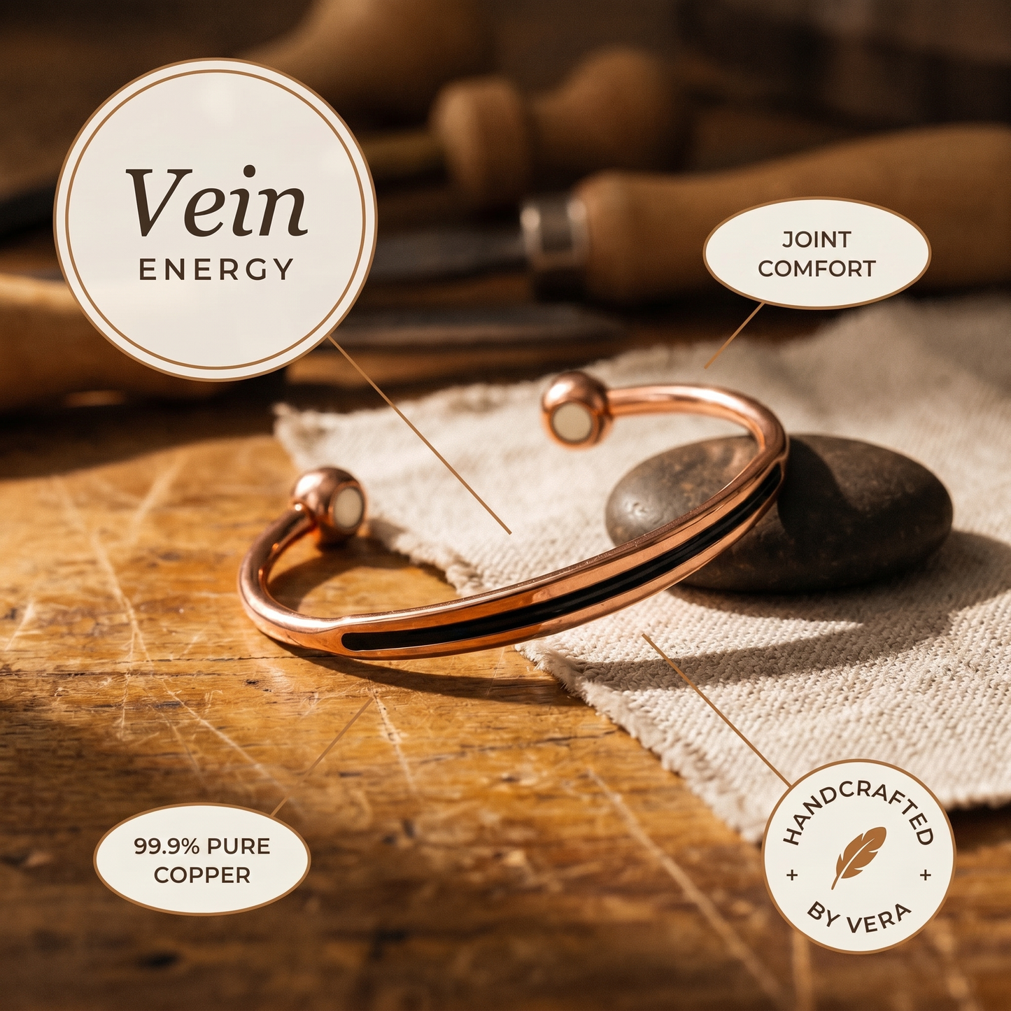 VEIN | Polished Ball-End Copper Bracelet