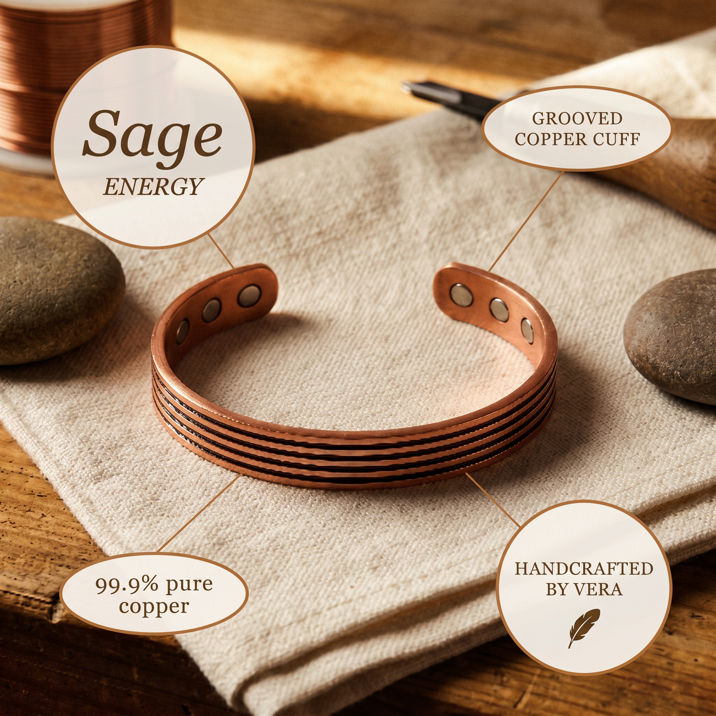 SAGE | Five-Line Copper Bracelet