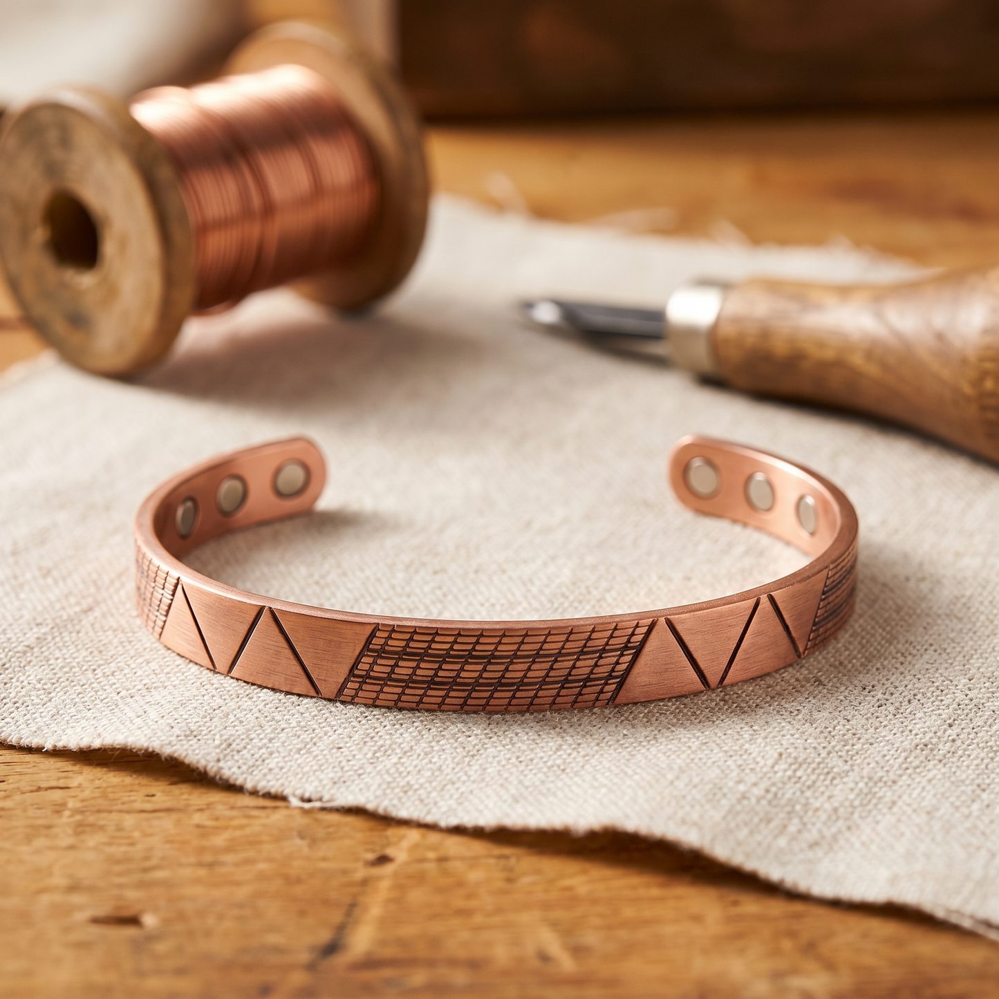 CREST | Geometric Magnetic Copper Bracelet