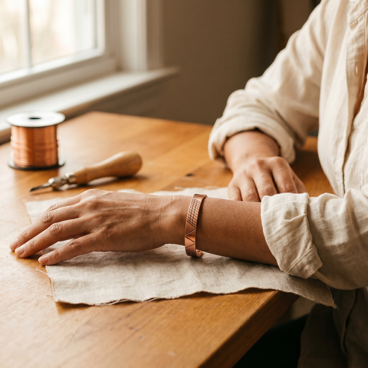 CREST | Geometric Magnetic Copper Bracelet
