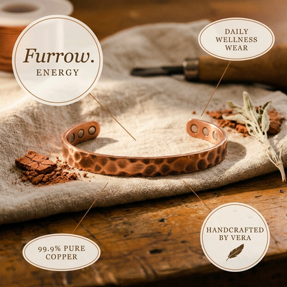 FURROW | Divot-Textured Copper Cuff