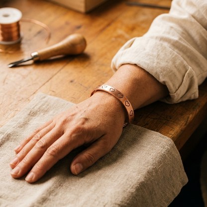 HEARTH | Stamped Heart Copper Bracelet