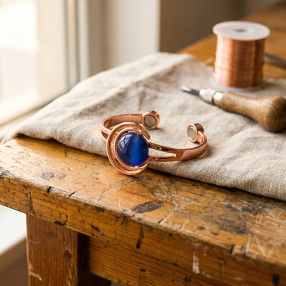 SPHERE | Blue-Grey Stone Copper Cuff