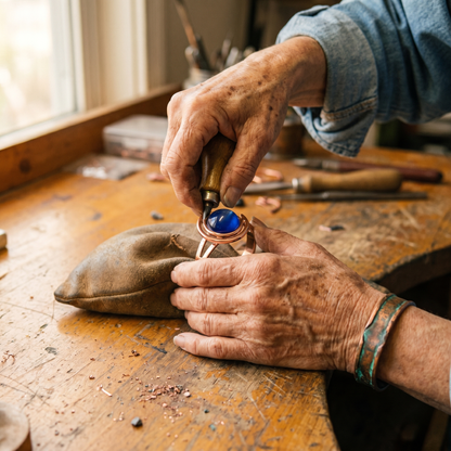 SPHERE | Blue-Grey Stone Copper Cuff