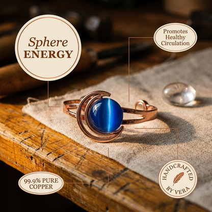 SPHERE | Blue-Grey Stone Copper Cuff