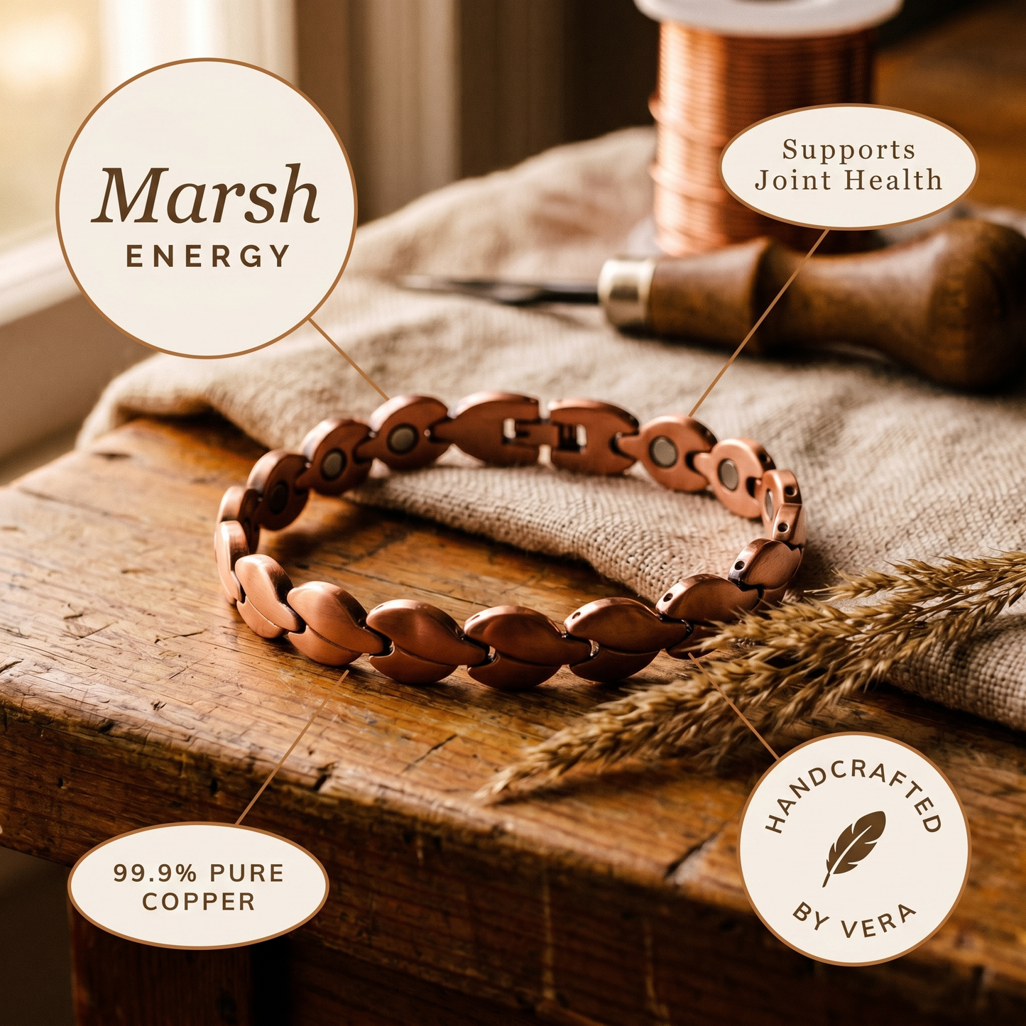 MARSH | Linked Magnetic Copper Anklet