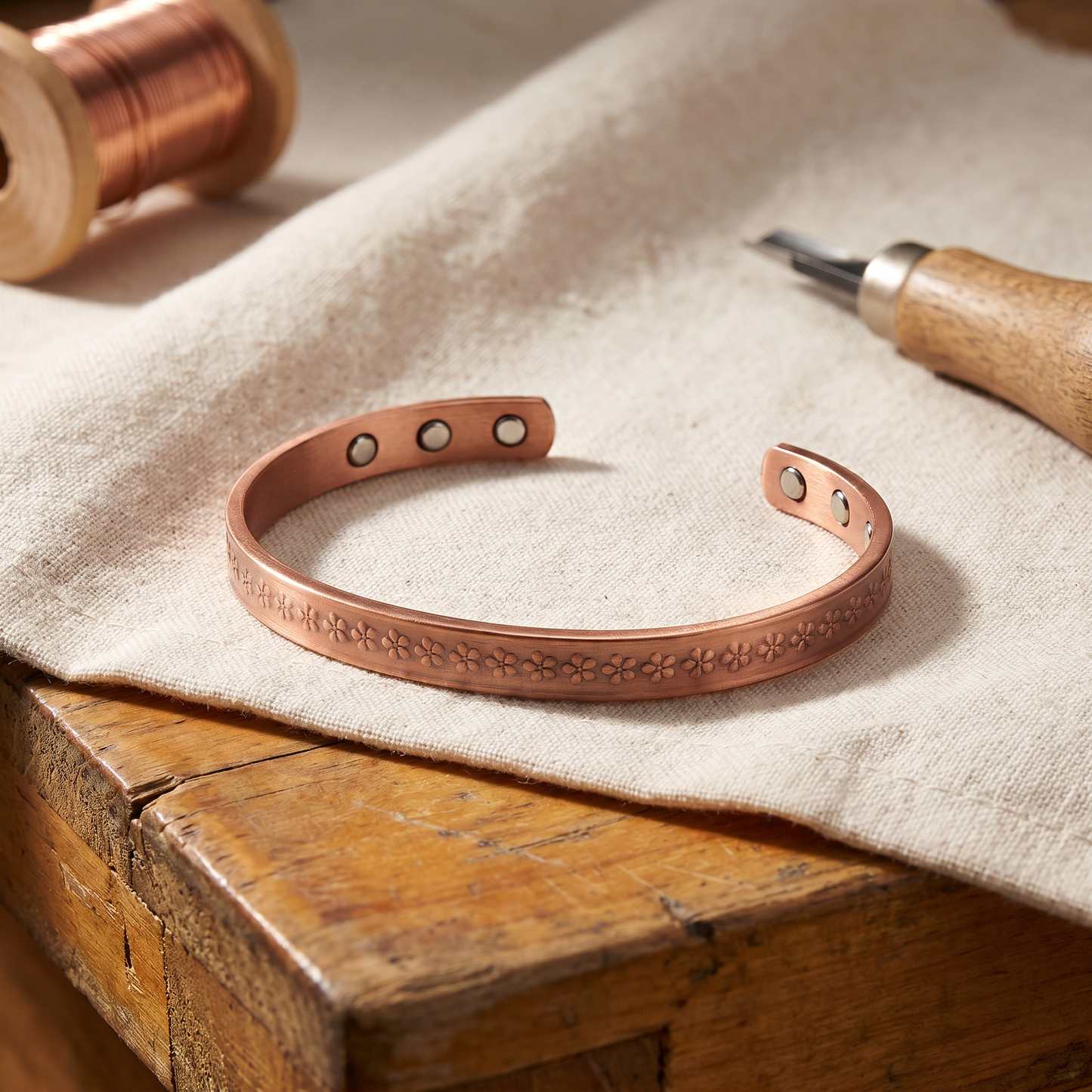 LOCH | Flower Stamp Copper Bracelet