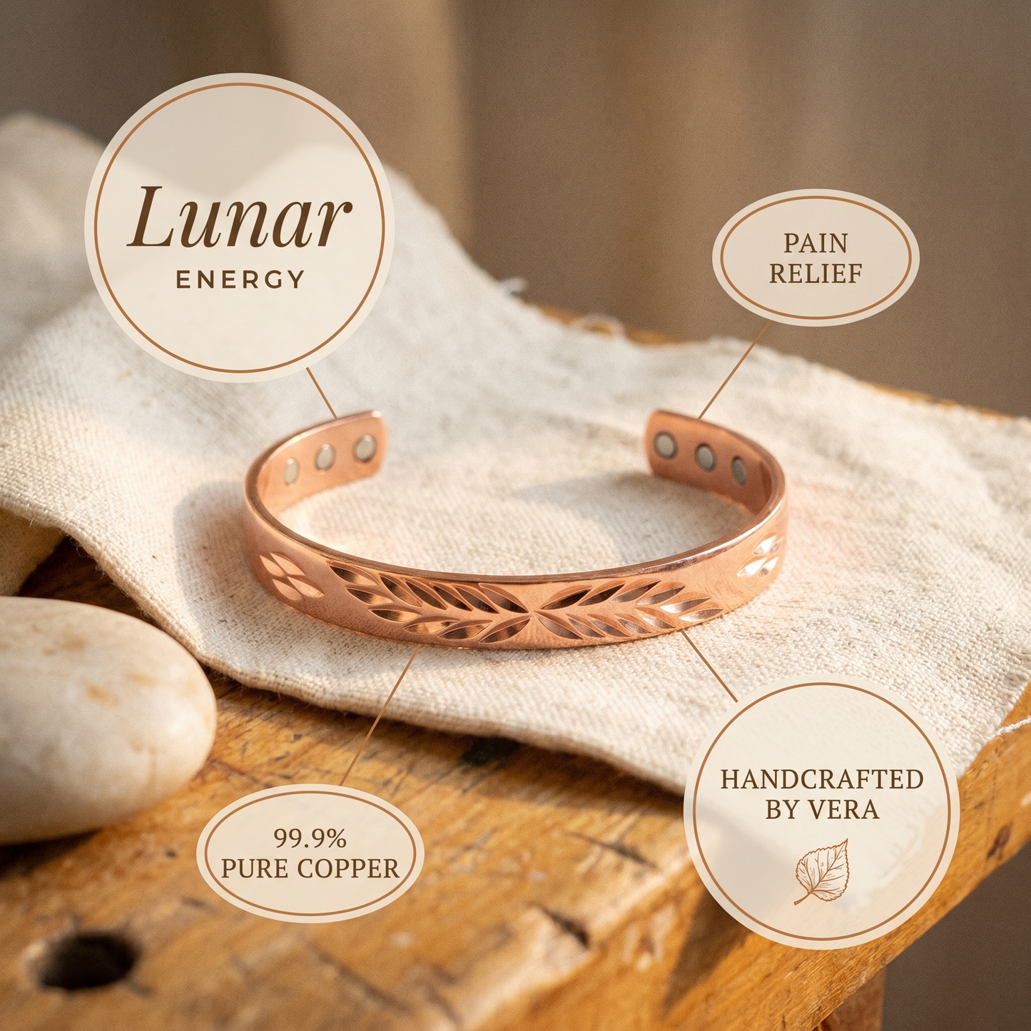 LUNAR | Pierced Leaf-Cut Copper Bracelet