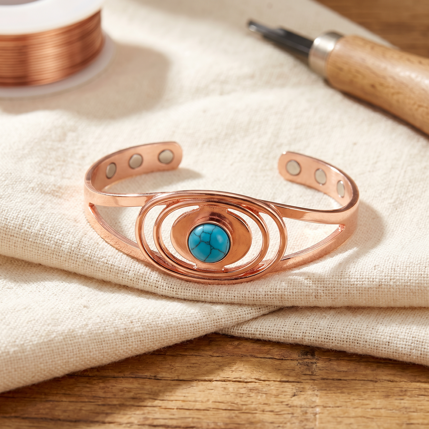 SEDGE | Turquoise Bezel Copper Bracelet