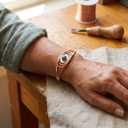 SEDGE | Turquoise Bezel Copper Bracelet