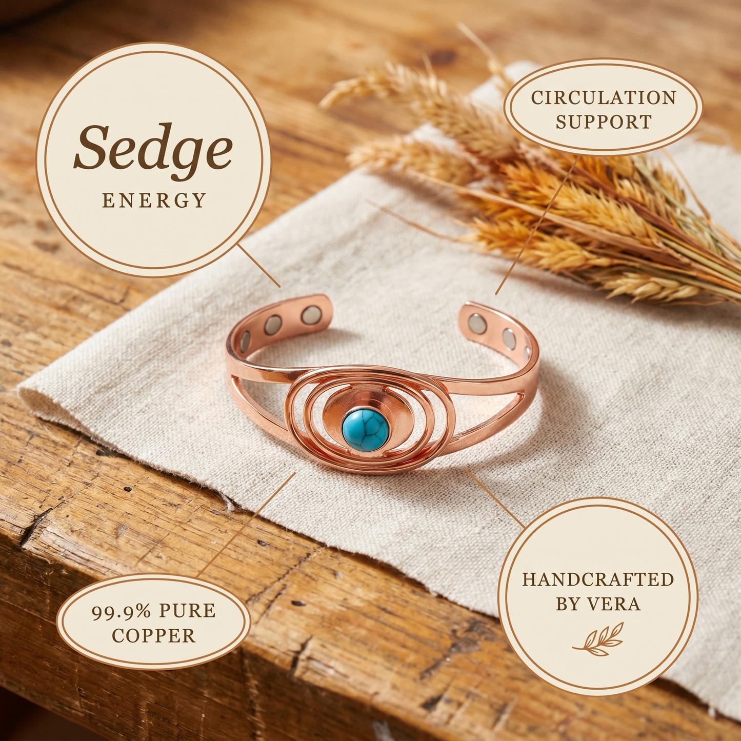 SEDGE | Turquoise Bezel Copper Bracelet