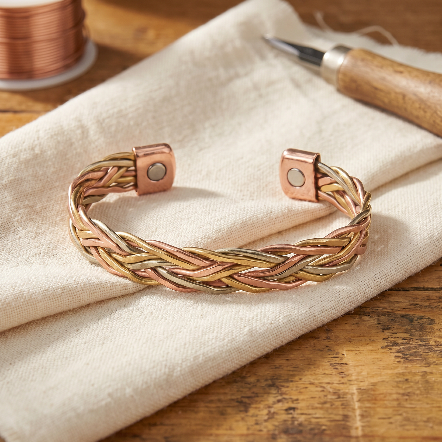MIRE | Herringbone Braid Copper Bracelet
