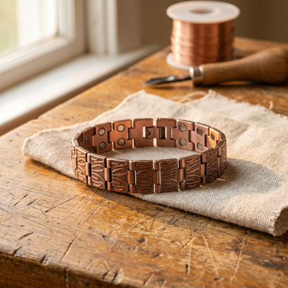 GRIT | Embossed Feather Copper Bracelet