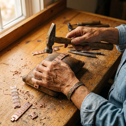 GRIT | Embossed Feather Copper Bracelet