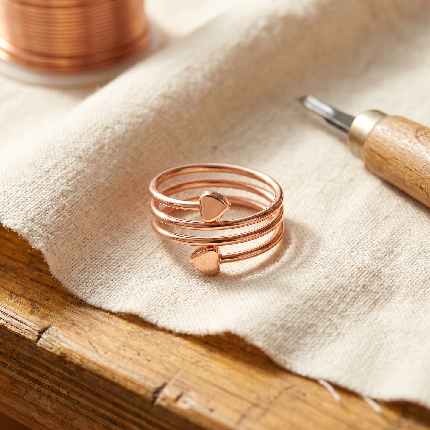 HAVEN | Coiled Heart Copper Ring