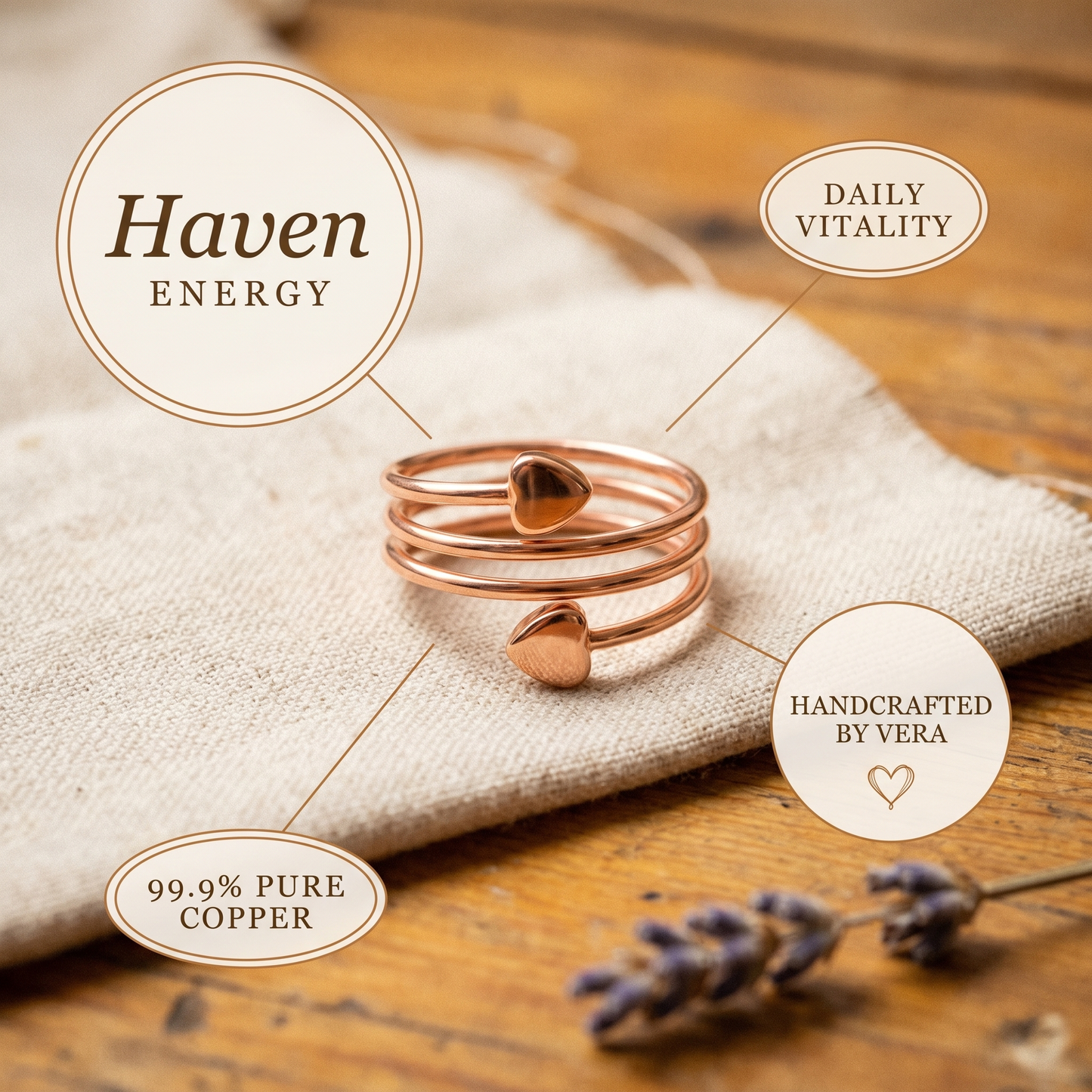 HAVEN | Coiled Heart Copper Ring