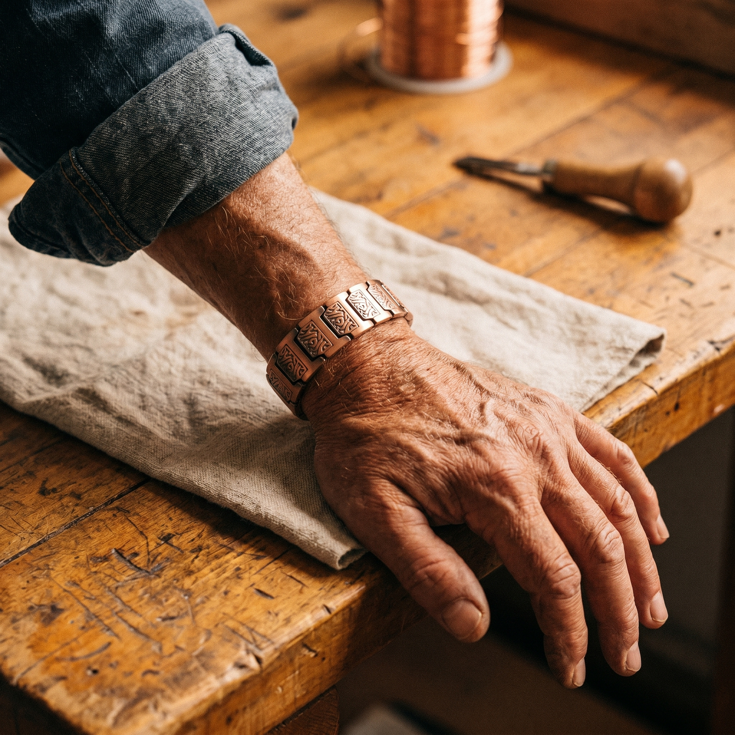 GLEN | Engraved Copper Bracelet