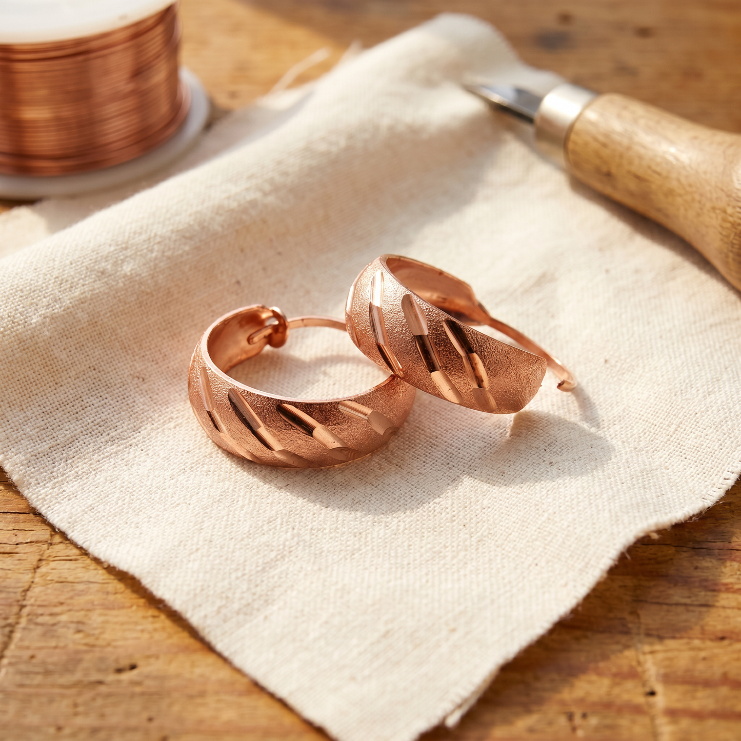VALE | Grooved Copper Hoop Earrings