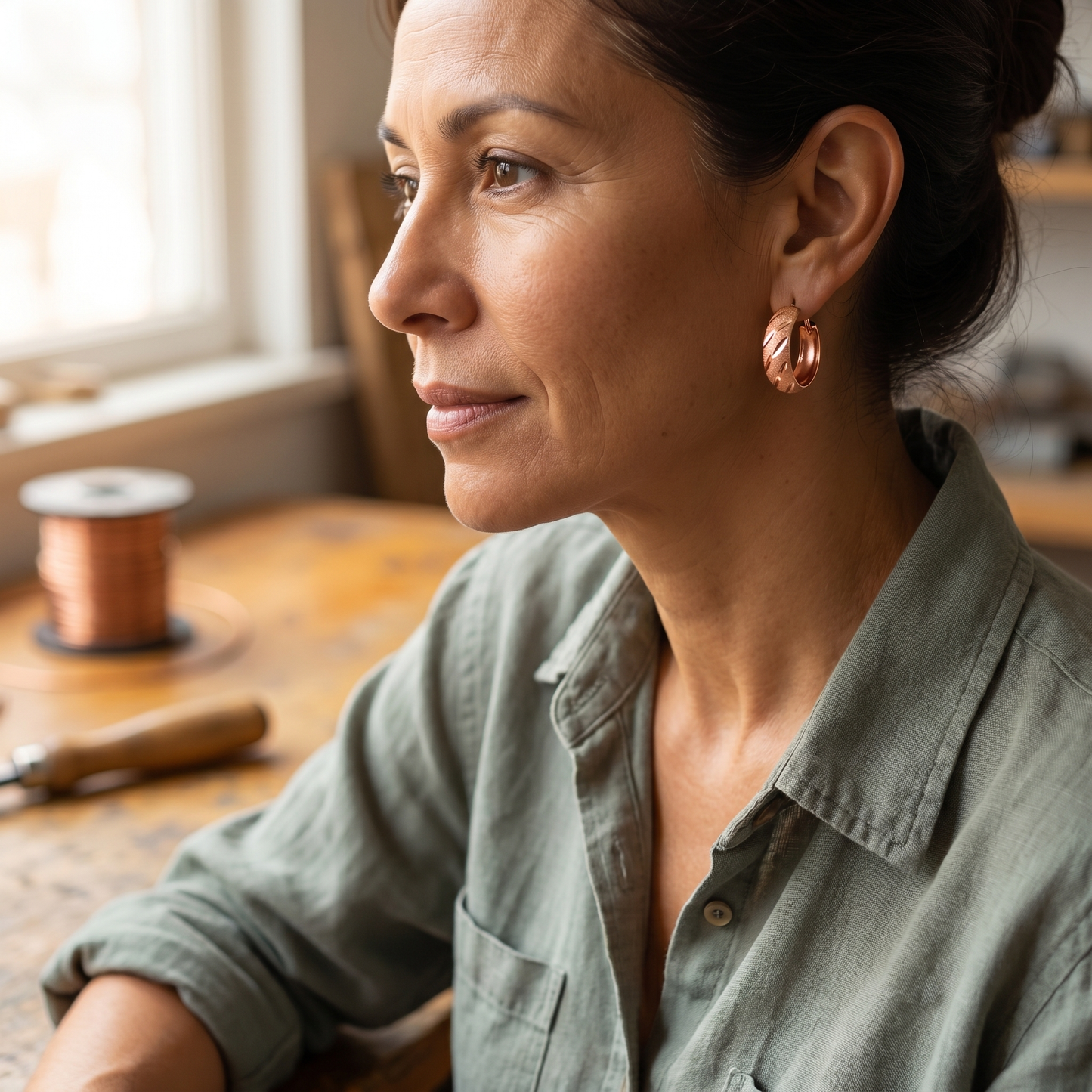 VALE | Grooved Copper Hoop Earrings