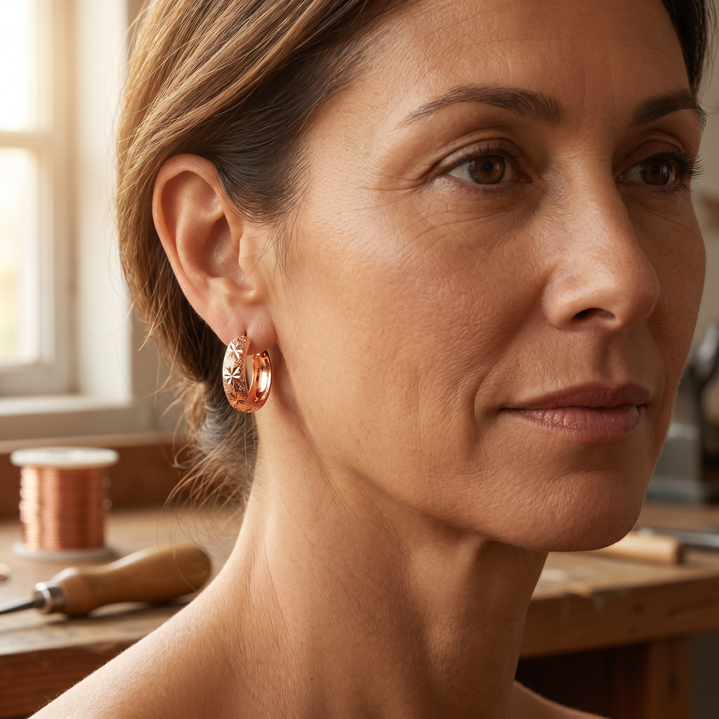 DEW | Engraved Star Copper Earrings