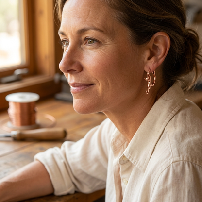 SWIRL | Hammered Spiral Copper Earrings
