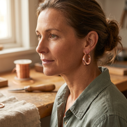MARL | Graduated Hammered Copper Earrings