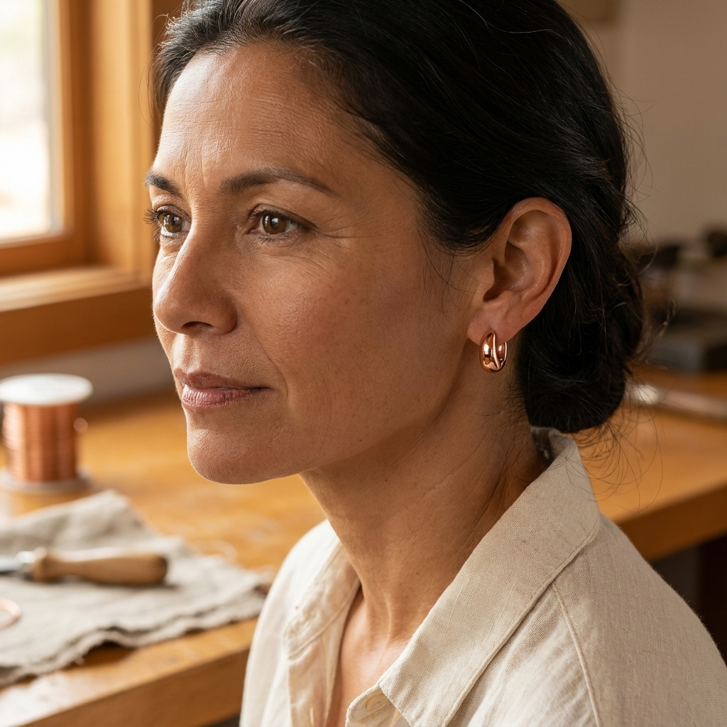 LINNET | Hinged Copper Hoop Earrings
