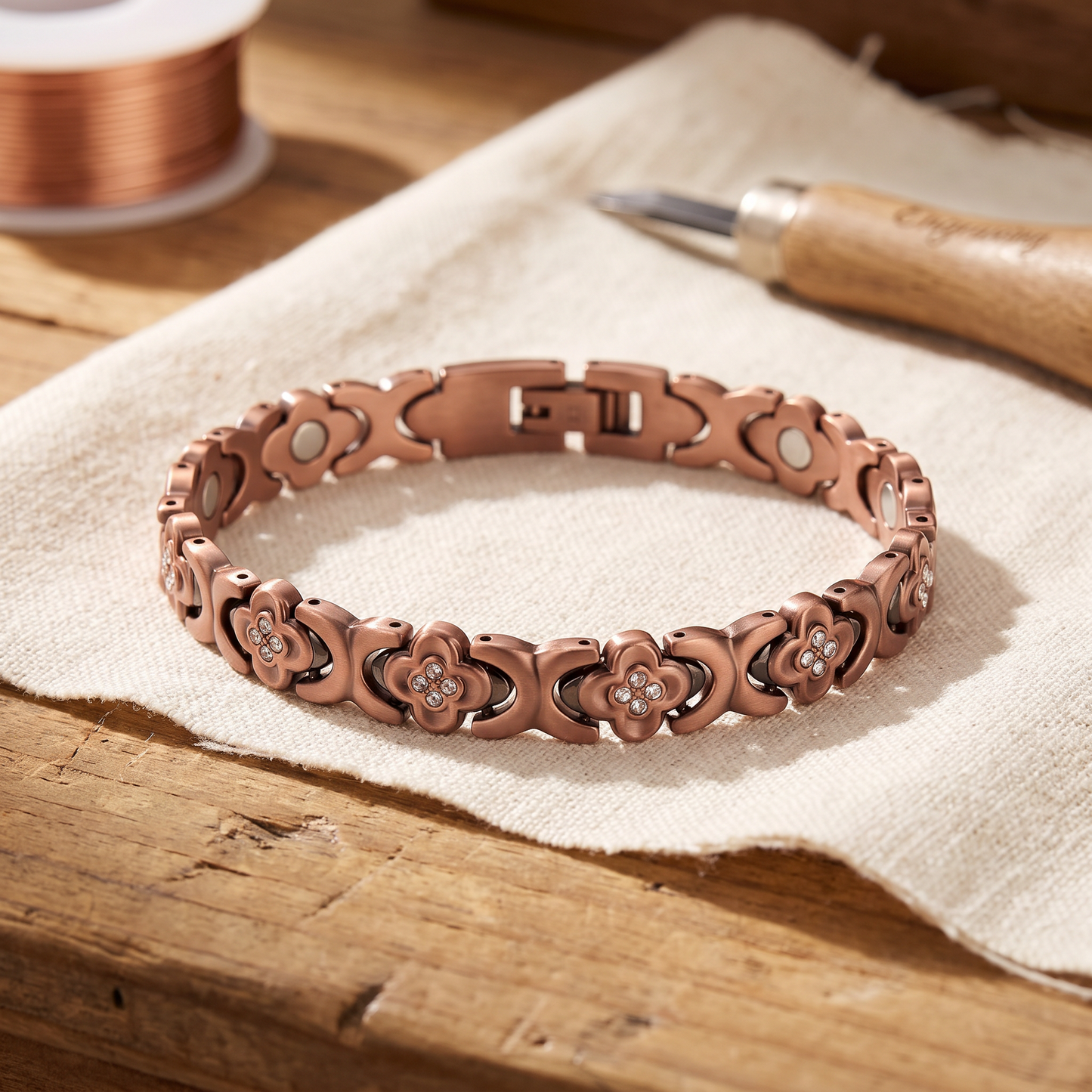 KEEL | Stone Clover Link Copper Bracelet