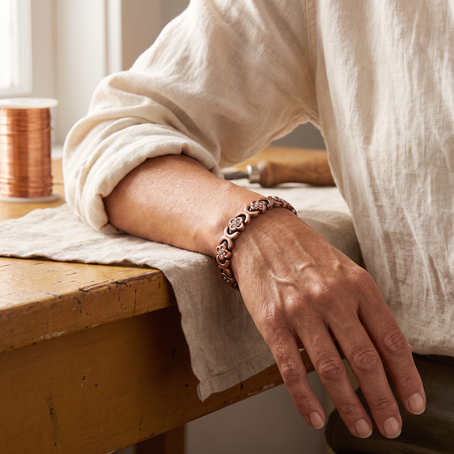 KEEL | Stone Clover Link Copper Bracelet