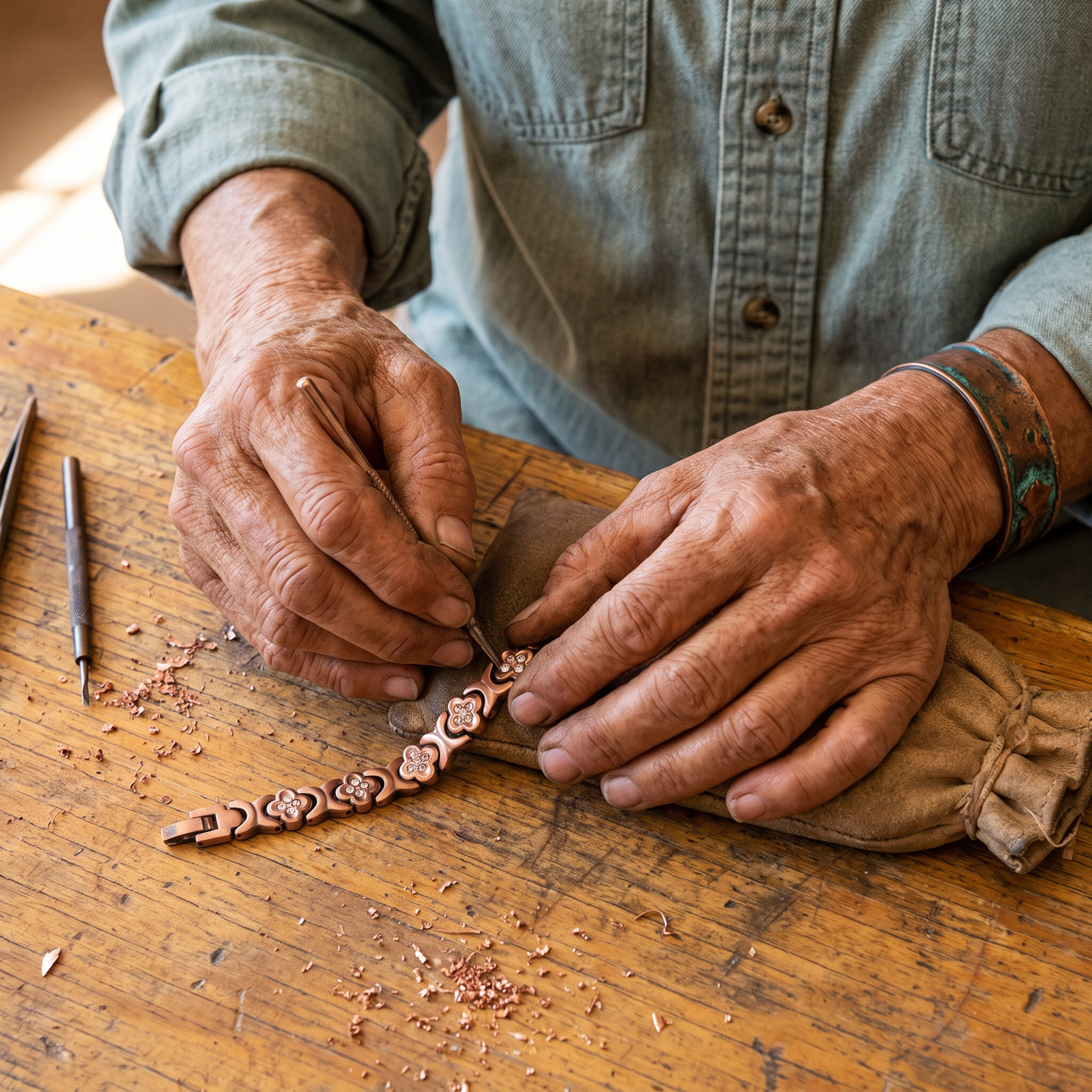 KEEL | Stone Clover Link Copper Bracelet