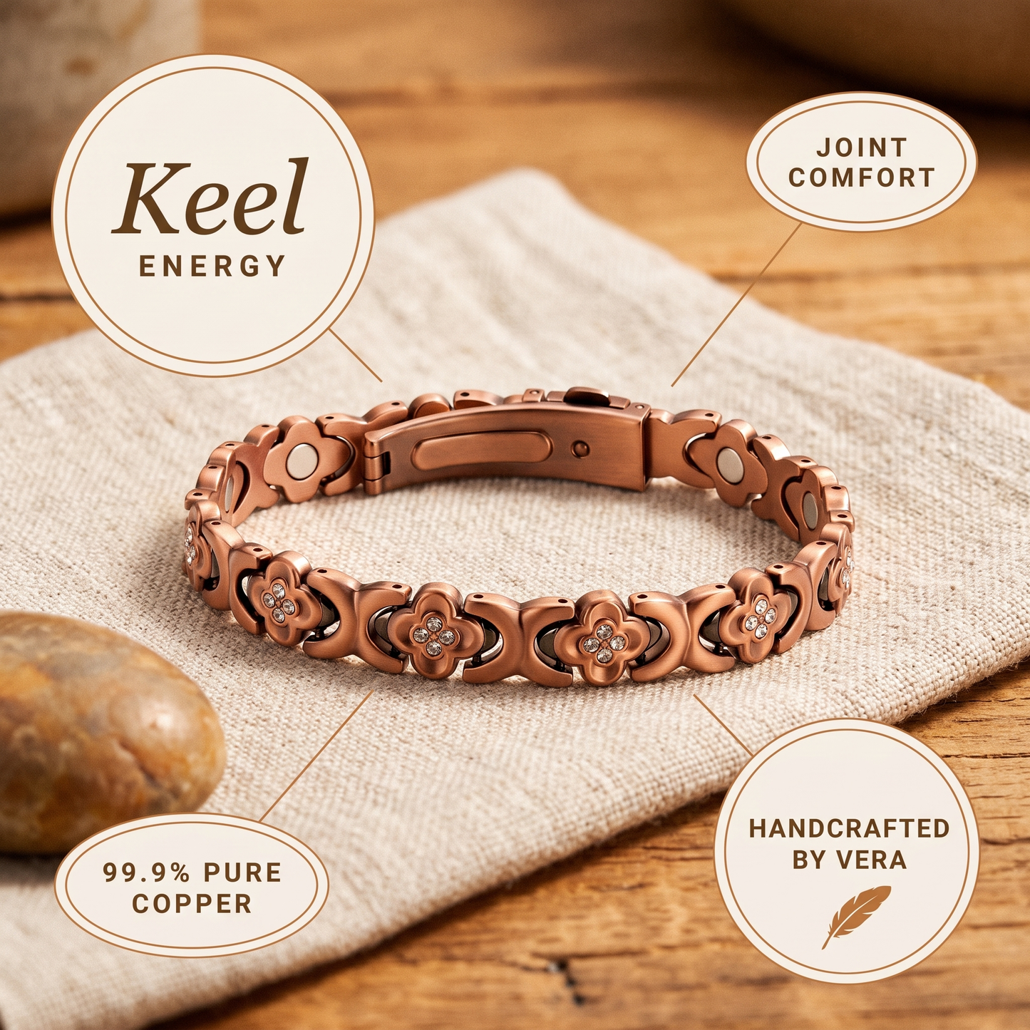 KEEL | Stone Clover Link Copper Bracelet