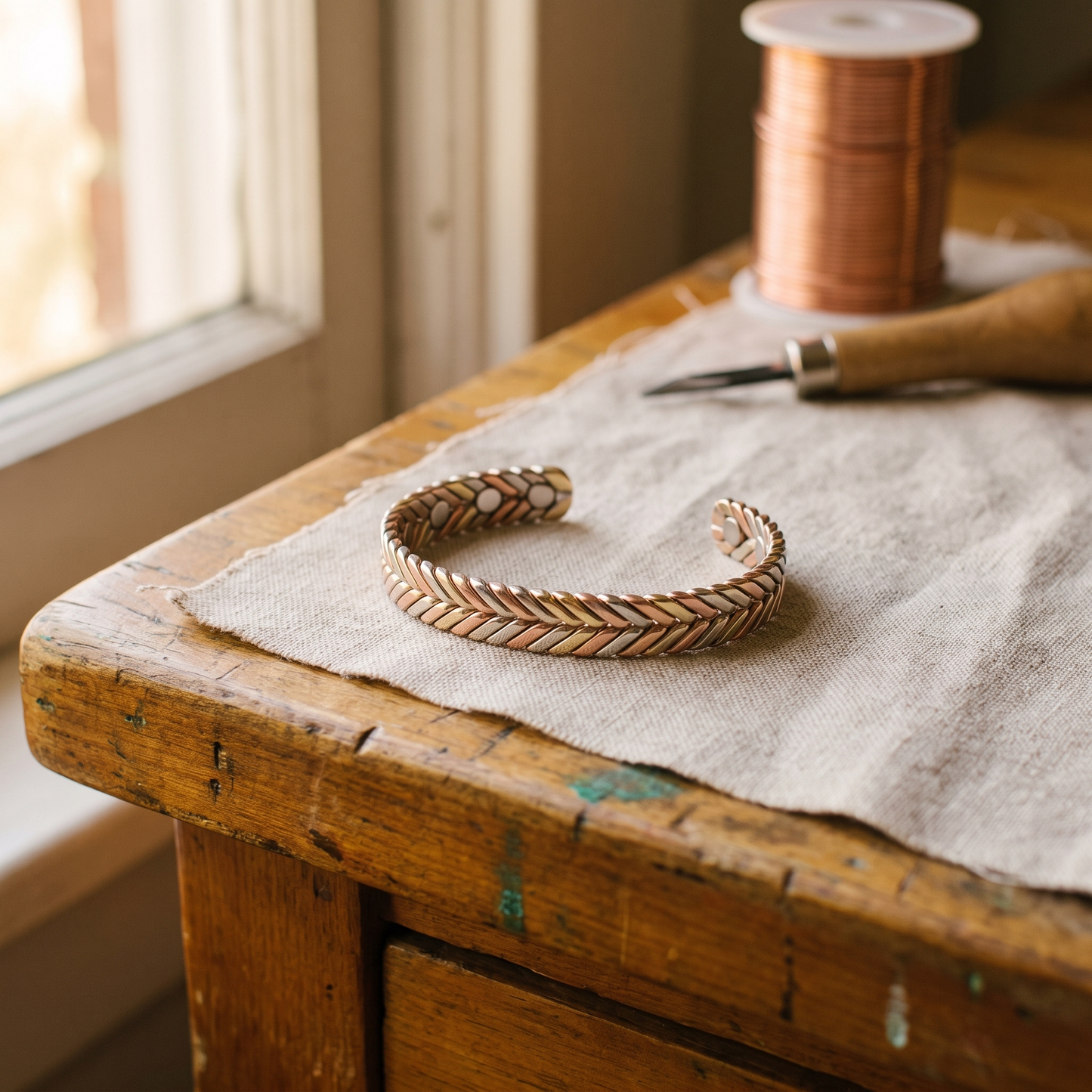 COPSE | Herringbone Weave Copper Bracelet