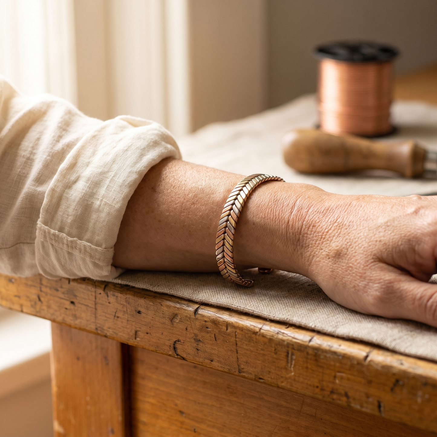 COPSE | Herringbone Weave Copper Bracelet